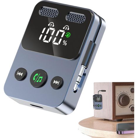 Emetteur Et Récepteur,Adaptateur Jack Aux 3.5mm Portée Etendue Emetteur sans Fil Double Fonction Voiture pour Ordinateur Portable Avion Télévision Stéréo De Voiture Salle De Sport (1/5)