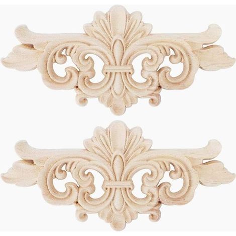 2pcs Appliques Sculptées - Fleurs Sculptées Longues Appliques Onlay Sculpture Decal Meubles Porte Décoration Maison(16 7.5CM) (1/5)