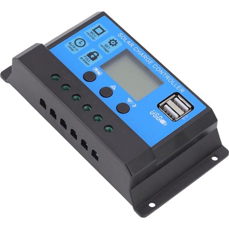 Contrôleur de Charge Solaire, ABS PWM 12V 24V Protection contre les Courts-circuits de Charge Contrôleur de Chargeur de Panneau Solaire pour Lampadaire Solaire (60A) (1/5)