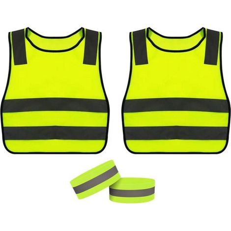 Lot de 2 gilets de sécurité enfant haute visibilité avec brassards réfléchissants (1/5)