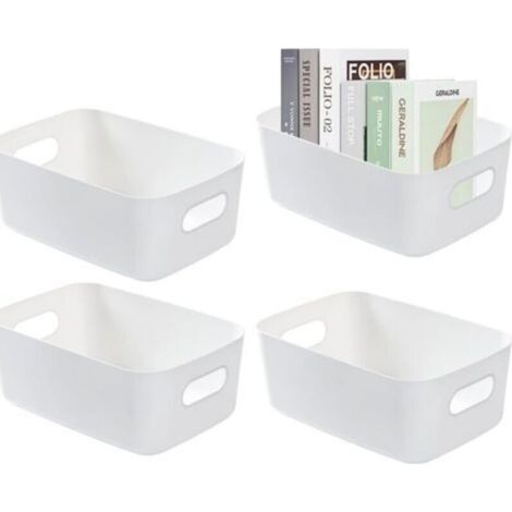 2 paniers de rangement en plastique blanc, qui peuvent être utilisés pour le rangement des cosmétiques, l'organisation de divers articles et le rangement de la cuisine (1/5)