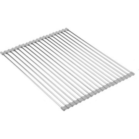 Escurridor de platos plegable de acero inoxidable, directo de fábrica, para tazones, fregadero, frutas y verduras, escurridor de agua, 20 tubos, modelo pequeño gris. (1/5)