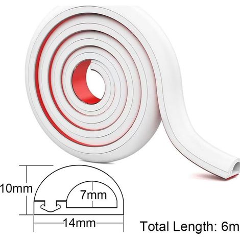 Selbstklebender, flexibler Kabelkanal – 6 m x 14 mm x 10 mm – PVC-Seitenöffnung – Für 1 Kabel – Weiß (1/5)