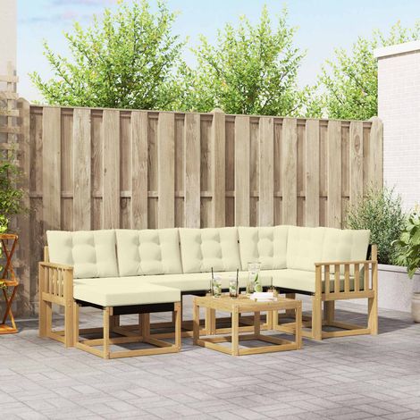 vidaXL Outdoor-Sofagarnitur mit Kissen 7 pcs Weiß und Creme (1/5)