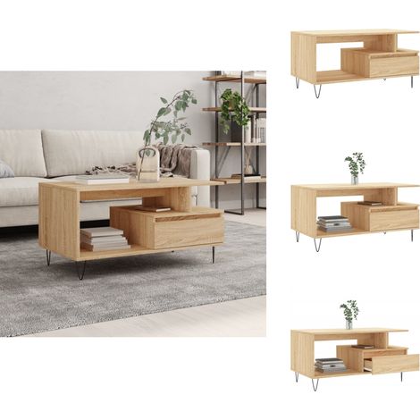 Table basse Chêne sonoma 90x49x45 cm Bois d'ingénierie - Table Basse - Meuble Salon - Table D'appoint - Table Côté Canapé - Design Moderne (1/5)