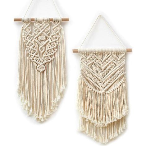 royaluxe- Lot de 2 tapisseries murales en macramé 38 cm de Long x 25 cm de Large et 45 cm de Large x 25 cm de Large (1/4)