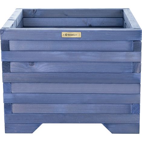 Holzblumentopf 50x50x40cm Greenspot für Terrasse, Balkon und Garten - Massiver Holzkasten für Sträucher - Quadratischer Gartenblumentopf aus Holzstämmen für Bäume, Sträucher, Blumen - Holzfarbe Anthra (1/5)