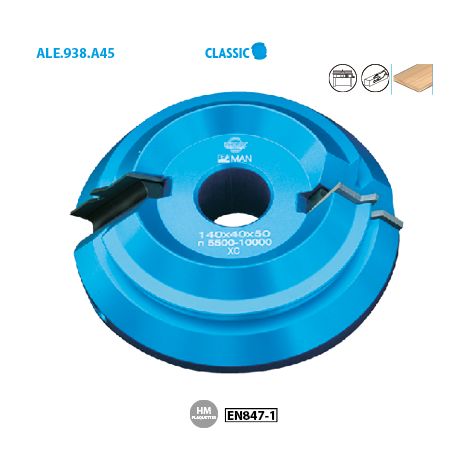 Leman – Porte-outils bouvetage d'angle 45° – Diamètre 140mm – Épaisseur 13/28mm – Alliage léger pour assemblages précis