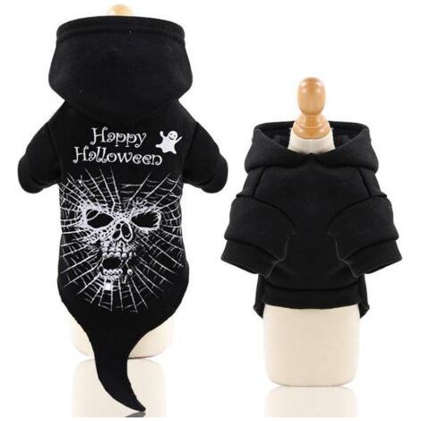 Vêtements d'Halloween pour animaux de compagnie, manteau à capuche en pur coton pour chats et chiens, automne et hiver, pour noël, pâques(XL) (1/5)