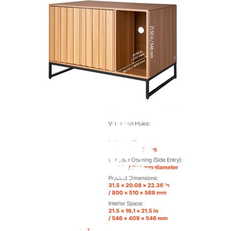 Mueble para arenero de gato, control de olores, diseño versátil, madera. (1/2)