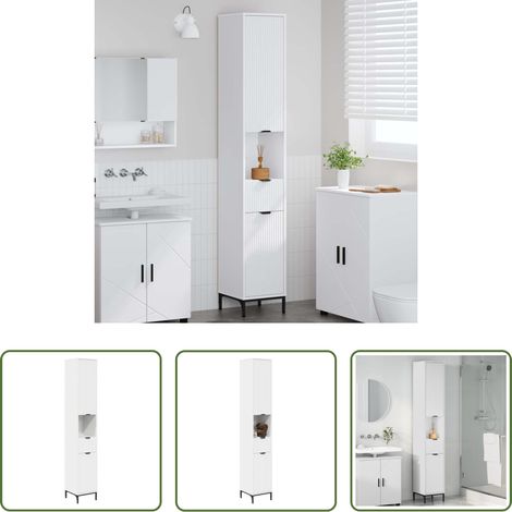 vidaXL Tiroir salle de bain - Cabinet de salle de bain avec tiroir Blanc 31,5 x 33 x 190 cm (1/5)