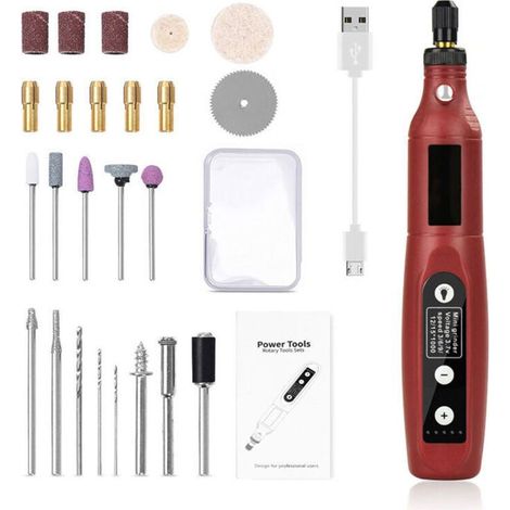 Mini trapano elettrico rotativo con LED, mini trapano elettrico senza fili, ricaricabile tramite USB, adatto per lucidatura e taglio. (1/3)