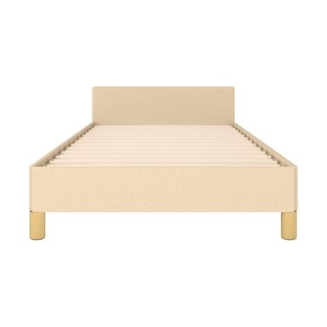 Cadre de lit avec tête de lit, sans matelas, couleur crème, 80 × 200 cm, tissu, tête de lit confortable, tissu doux et respirant, meuble de chambre, design contemporain, montage facile (1/5)