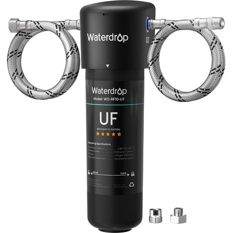Waterdrop 10UA-UF Filtre Eau 0.01 m Sous Évier, Élimine le Plomb, le Chlore, les Odeurs et les Impuretés, Capacité du Filtre 41600 Litres, Connexion Directe au Robinet de Cuisine (1/5)