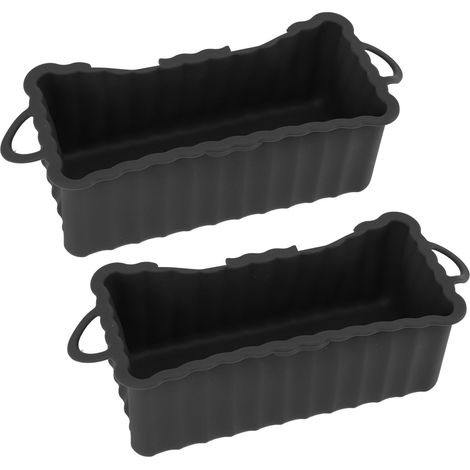 Lot de 2 bac à graisse en silicone pour plaque Blackstone réutilisable récupérateur de graisse rectangulaire pour camping barbecue noir (1/5)