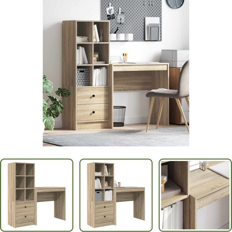Bureau moderne - Bureau avec tiroir 2 pcs Chêne Sonoma (1/5)