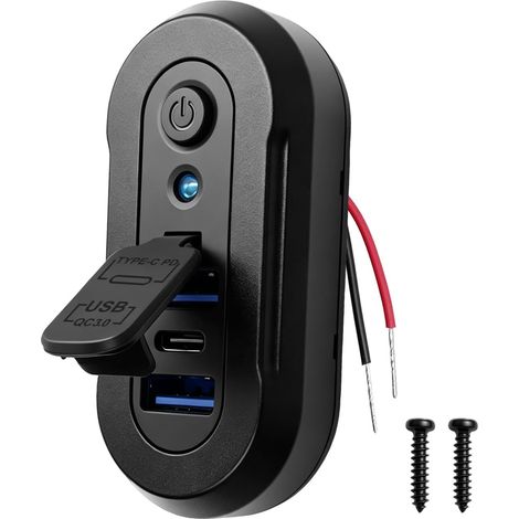 72W Prise USB 12V Camping-Car Chargeur USB Voiture Type-C PD3.0 et Double Ports QC3.0 avec Interrupteur et LED,12V/24V Panneau de USB Chargeur Rapide Montage Surface pour Marine Camion Bateau (1/5)
