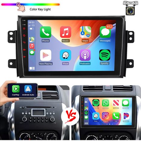 Autoradio 9 "pour SUZUKI SX4 Fiat Sedici 2006-2013 Carplay Android Auto BT RDS USB - 12CAM