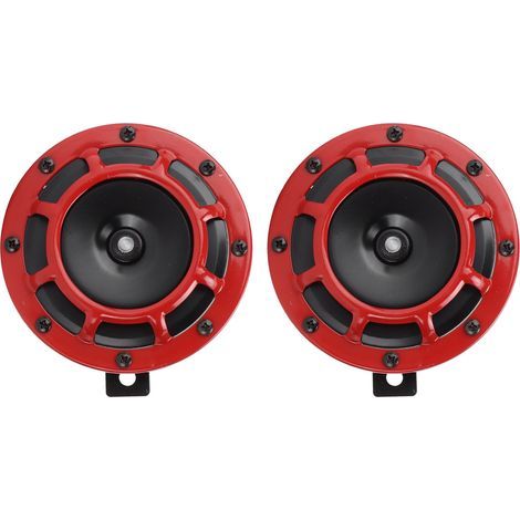 Paire de klaxons rouges compacts, 12 V, Super tonalité, souffle fort, 139 à 170 dB, universels pour moto et voiture (1/5)