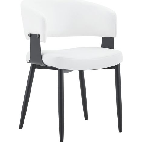 Chaises de salle à manger style Mid-Century en similicuir et tissu, 2 pièces, design rétro avec accoudoirs tubulaires (1/5)