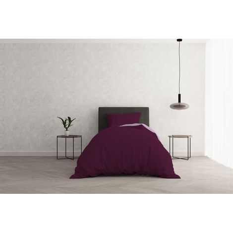 Italian Bed Linen Copripiumino Natural Color, Cotone, Prugna/Lilla, Singolo (1/5)