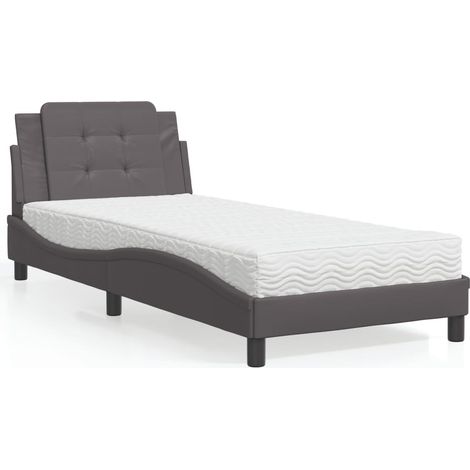 Bett mit Matratze Grau 90x200 cm Kunstleder vidaXL489194 (1/5)