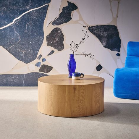 Table basse ronde effet chêne Ø80cm (1/5)