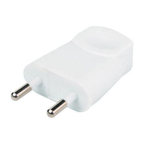 Fiche électrique mâle plate 2P-6A en plastique blanc de 9 mm - Dhome