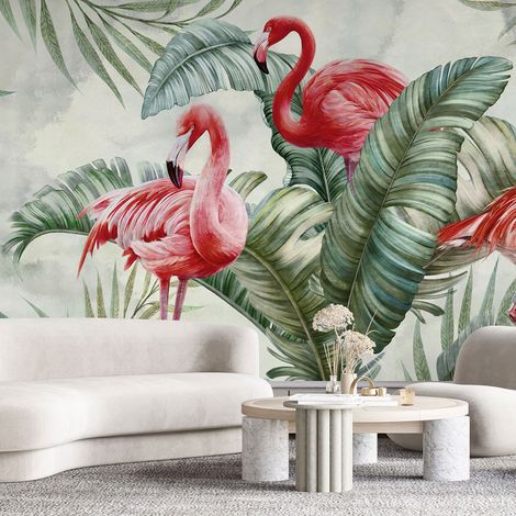Papier peint panoramique - Flamants roses - 130 cm x 55 cm (1/4)