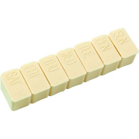 Boîte à médicaments hebdomadaire à 7 compartiments, sac à médicaments pour 7 jours, pilulier hebdomadaire, sac à vitamines journalier, beige (1/5)