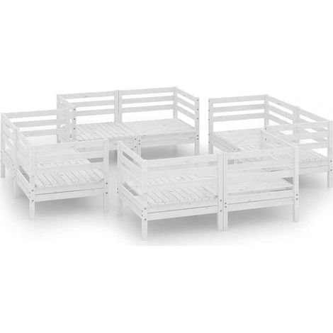 Maison Exclusive - Set Divani da Giardino 8 pz Bianco in Legno Massello di Pino (1/5)
