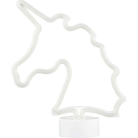 Lampe décorative LED en forme de licorne avec socle séparé, veilleuse néon, lampe murale (piles non incluses, multicolore) (1/3)