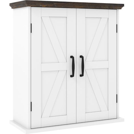 Mueble de baño de pared 53,5 x 22,5 x 60 cm almacenaje flexible estilo rústico MDF blanco 200018757