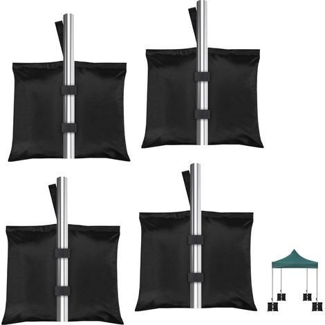 Lot de 4 Sacs de Lestage - Poids de Lestage Max 13kg par Sac - pour Tonnelles, Auvents, Tentes & Parasols - Sacs Lestés Noir (1/5)
