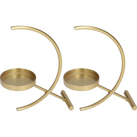 Porte-Bougies en Métal Doré Moderne - Lot de 2 pour Décoration de Mariage et Fêtes (1/5)
