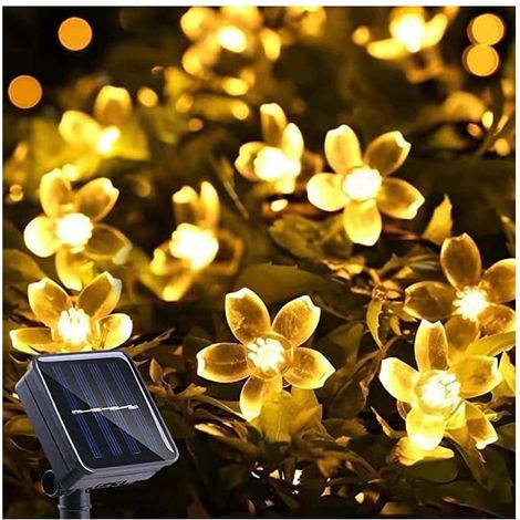 1 guirlande lumineuse solaire, 22 m avec 200 LED étanches IP65, déco jardin et extérieur, 8 modes, jaune