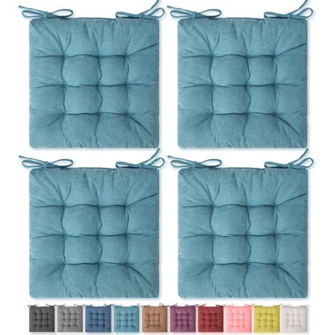 Lot de 4 Coussins de siège, Coussins de Chaise, Confortables pour intérieur et extérieur, Chaise de Salle à Manger, Chaise de Bureau (40,6 x 40,6 x 40,6 cm, océan) (1/5)