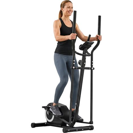 Vélo elliptique - SPORTNOW - résistance 8 niveaux, capteur pouls, bluetooth, support pour téléphone - acier - 100x52x153cm - gris