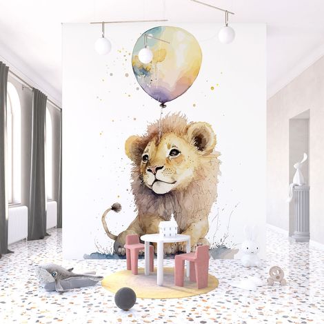 Papier peint panoramique Enfants - Lionceau ballon - 130 cm x 84 cm (1/3)
