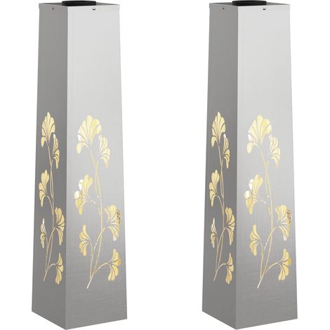Maison Exclusive - Luz de camino LED solar 2 pcs Plateado Acero i