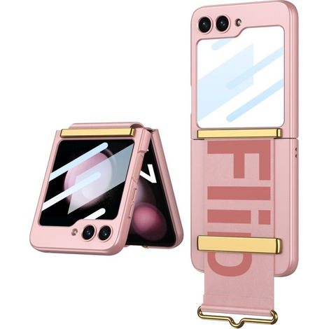 Custodia GKK per Samsung Galaxy Z Flip5 5G, con cinturino, rosa (1/5)