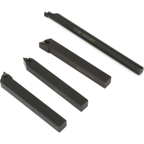 10 plaquettes carbure DCMT070204 + 4 porte-outils à tige droite de 12 mm pour tour CNC + 4 clés (1/5)