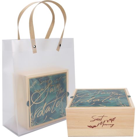 Lot de 2 boîtes cadeaux en bois pour mariage, en PVC, élégantes, pour bonbons, accessoire de fête d'anniversaire n°2 (1/5)
