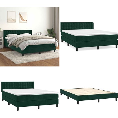 Boxspringbett mit Matratze Dunkelgrün 140x200 cm Samt - Samtbett - Boxspringbett - Doppelbett - Bettauflage - Matratze - Home & Living (1/5)