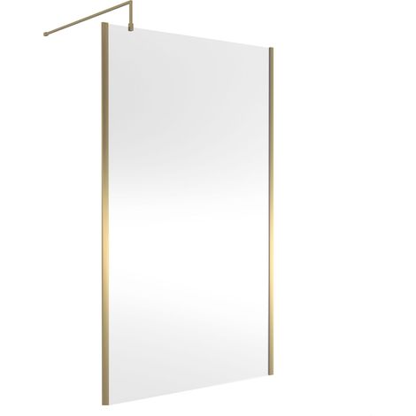 Balterley Wetroom Screen with Support Bar, 1200mm, Brushed Brass