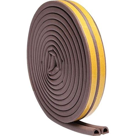 Bande d'étanchéité en mousse (10 m) - Type D - Joint en caoutchouc auto-adhésif - Pour porte et fenêtre - Isolation de porte - Imperméable - Anti-collision - Silencieux (marron) (1/5)