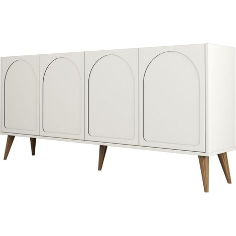 Buffet style minimaliste 4 portes Lyana Crème et Bois clair (1/5)