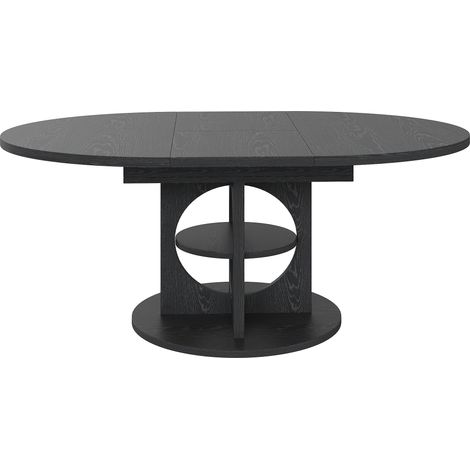 Tavolo da pranzo allungabile con vano contenitore 110-150 cm MDF nero (1/5)