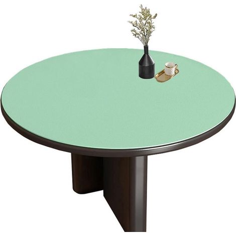 Nappe de table ronde en PU, 90 cm, double face imperméable, vert+bleu