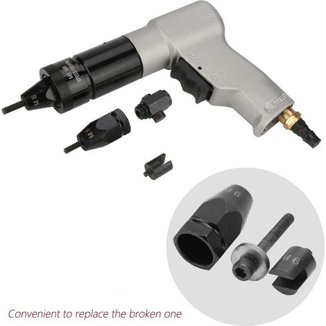 Pistolet à rivets pneumatique pour écrous à riveter (tige hexagonale M6)